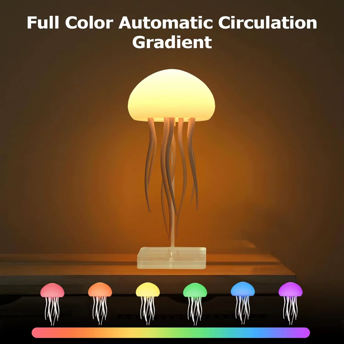 LED Voice Control Floating Jellyfish Lamp, 4 Modes,7 Colors Gradient Table Atmosphere Night Light with Dancing Legs for Bedroom