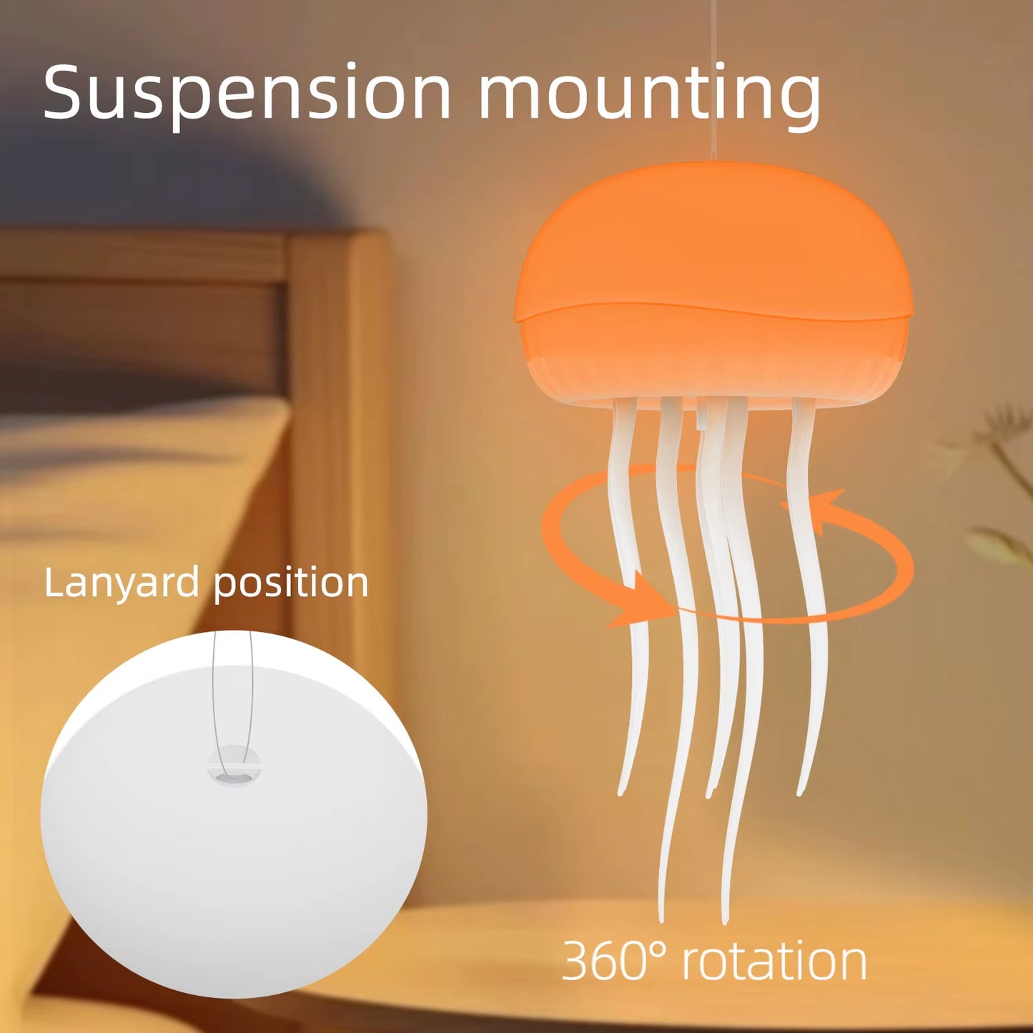 LED Voice Control Floating Jellyfish Lamp, 4 Modes,7 Colors Gradient Table Atmosphere Night Light with Dancing Legs for Bedroom